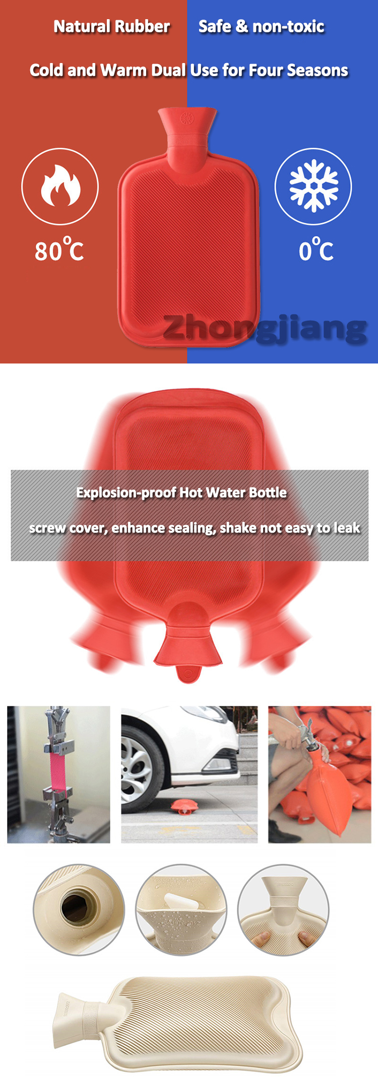 faux fur 2000ml hot water bottle and cover medical hot water bags